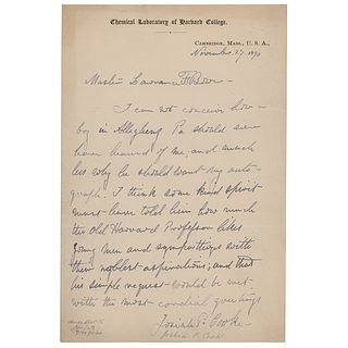 Josiah Parsons Cooke Autograph Letter Signed