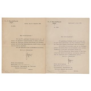 Count Laszlo Szogyeny-Marich Jr. (2) Typed Letters Signed