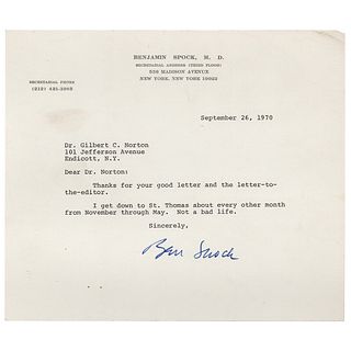 Benjamin Spock Typed Letter Signed