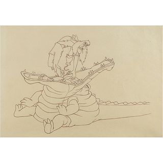 Captain Hook and Tick-Tock the Crocodile production drawing from Peter Pan