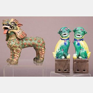A Pair of Chinese Famille Verte Kylins,