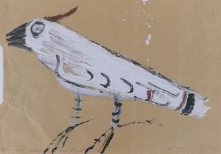 Jay Steensma ''Crested White Song Bird'' 1992 Oil