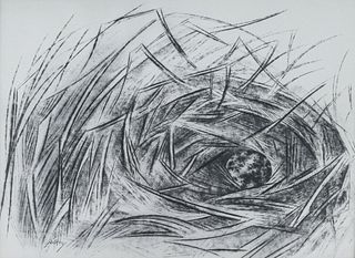 Richard Gilkey ''Drawing #24'' (Bird Nest) Charcoal