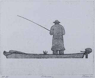 Art Hansen ''Fisherman'' 2000 Etching