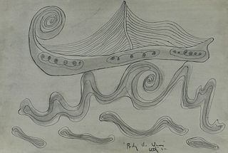 Windsor Utley ''Riding the Waves'' 1952 Ink
