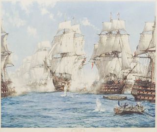 Montague Dawson ''The Battle of Trafalgar'' Lithograph