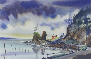 Charles Mulvey ''Oregon Coast'' Watercolor