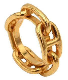 Hermes Anchor Chain Ring, gold plated, marked Hermes.