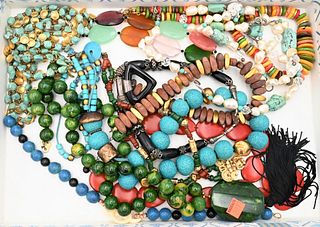 Group of Necklaces, to include Enrico sterling pearl turquoise necklace, Kenneth Lane, etc.