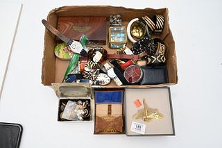 Tray Lot of Miscellaneous Costume Jewelry, to include watches, boxes, etc.