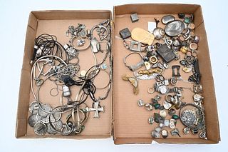 Two Tray Lots of Silver Jewelry, to include sterling silver brooch, bracelets, necklaces, earrings, etc.