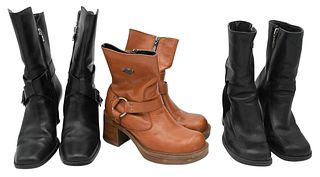 Three Pairs of Women's Harley-Davidson Leather Boots, size 6 1/2.