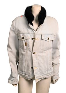 Reversible Bijan Denim Jacket, having ranch mink lining, original purchase price $4,500, length 27 inches.
