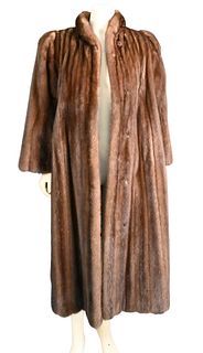 Natural Lunaraine Mink Coat, having female skins, vertical cut, fully let out, Mandarin collar, straight sleeves, original purchase price $9,000, West