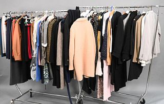 Two Racks of Vintage Women's Clothing, to include skirts, blazers, jackets, blouses, and dresses from Sonja Bogner, Sammermann, Bergdorf Goodman, Calv