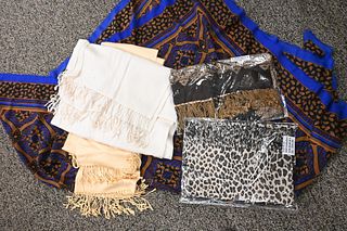 Group of Five Cashmere and Silk Wool Mix Scarves, to include new Pashmina, new Pure Collection, along with three others.