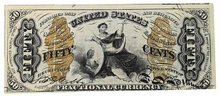 One Third Issue 50 Cent Fractional Currency, 1863 paper bank note, in very good condition.