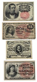 Group of Fractional Currency, to include 10 cent John Allisen American bank notes; five cent 1863 treasures; 15 cent; 10 cent 1840 William Meredith.