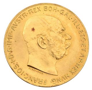 1915 100 Corona Austrian Gold Coins, marked C Corona Francois, .100 cor., 1.090 t.oz