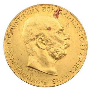 1915 100 Corona Austrian Gold Coins, marked C Corona Francois, .100 cor. , 1.090 t.oz