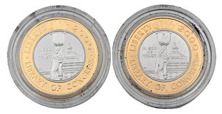 2000 Library of Congress, Bi-Metallic coin set to include $10 conservation platinum and gold.