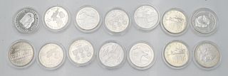 Lot of 14 Coins, to include 2 uncirculated 1986 Statue of Liberty silver dollars; 1990 Eisenhower dollars, 1 proof, one uncirculated; 1991 Korean War 