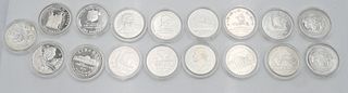 Lot of 17 Coins, to include 2 1993 Jefferson silver dollars, 1 uncirculated, 1 proof; 2 1997 Law Enforcement silver dollars, 1 uncirculated, 1 proof; 