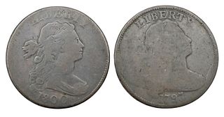 1797 Gripped Edge Capped Bust, along with 1800 capped bust.