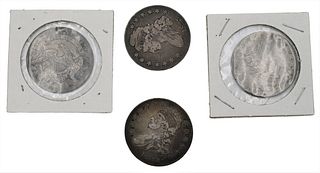 Four Capped Bust Half Dollars, 1832, along with three 1835.