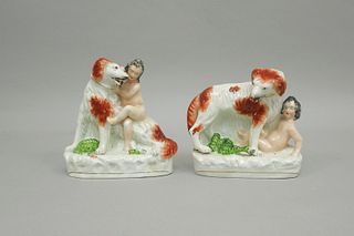 Pair of Staffordshire Pottery Dog Figures.