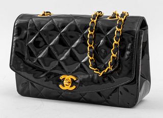 Chanel Diana Quilted Patent Leather Handbag