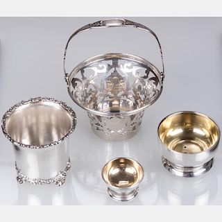 A Group of Four American Sterling Silver Cups and Baskets by Various Makers, 19th/20th Century,