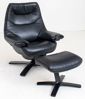 Italian Modern Re-Vive Natuzzi Chair & Footrest