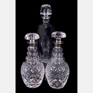 A Group of Three Lead Crystal Decanters, 20th Century,