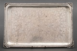 Persian or Iranian Engraved Silver Tray