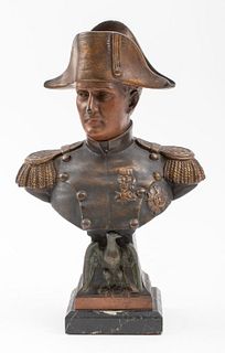 Signed French Spelter Bust of Napoleon on Marble