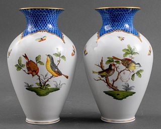 Herend Vases "Rothschild Bird Blue Fish Scale", 2