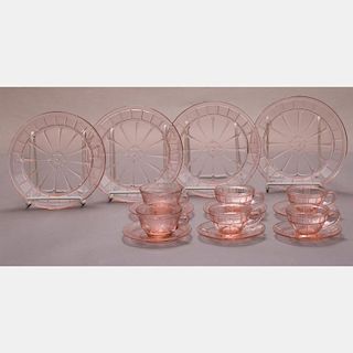 A Collection of Depression Glass Plates and Cups, 20th Century.