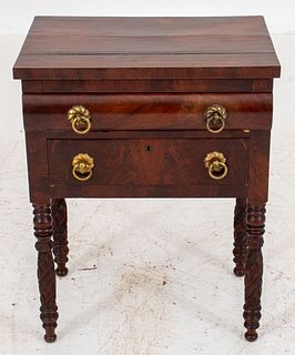 American Empire Two Drawer Side Table