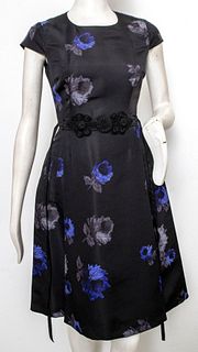 Prada Blue Flower Silk Cocktail Dress