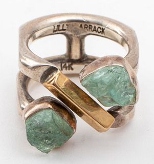 Lilly Barrack Silver / 14K Gold Aquamarine Ring