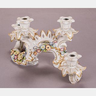 A Dresden Porcelain Four Arm Candle Stand, 20th Century.