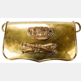 A Continental Brass and Leather Waist Cartridge Pouch, 20th Century.