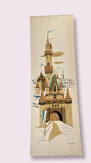 Signed M. SIDOTTO Disney Land Print of Cinderella's Castle