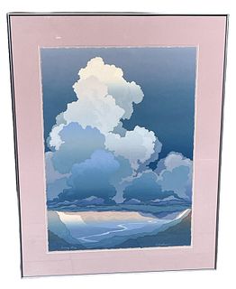 Signed and Numbered RON HOEKSEMA 40/102 Serigraph Titled "Evening Song"