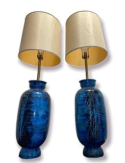 Pair of Mid Century BITOSSI Ceramic Lamps 