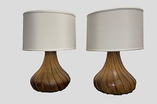 Pair of Mid Century Chestnut Bulb Table Lamps