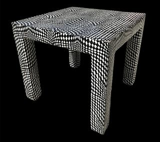 OP Art POP Art Black & White Mid Century Psychedelic Side Table 