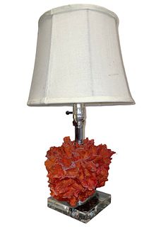 Post Modern Faux Coral and Lucite Table Lamp