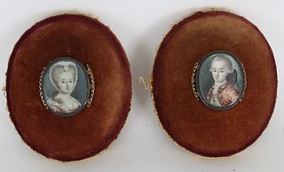 (2) European School Miniature Portraits of Couple